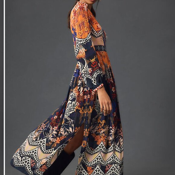 NWT Anthropologie Bhanuni by Jyoti Patterned Maxi Dress Size 0 - Picture 8 of 11